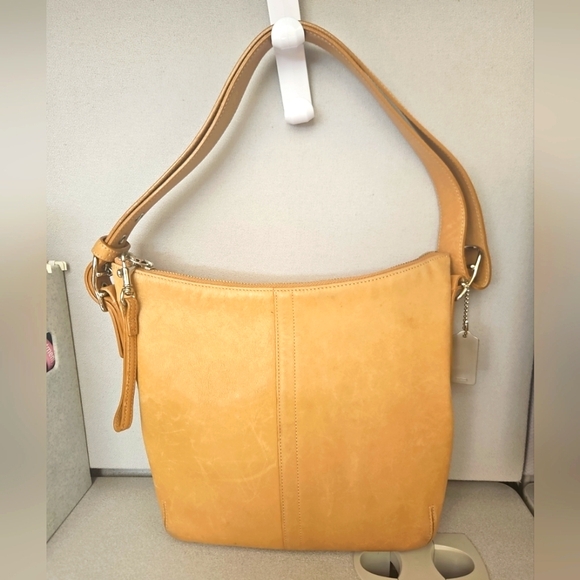 Vintage Coach Legacy Tan Leather Slouchy Hobo Shoulder Bag Zip Top J2S-9326 NICE - Picture 1 of 16